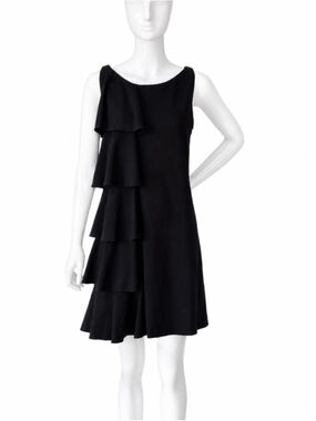 Vintage Moschino Cheap and Chic Black Ruffle Dress Size S Sleeveless A Line Tier